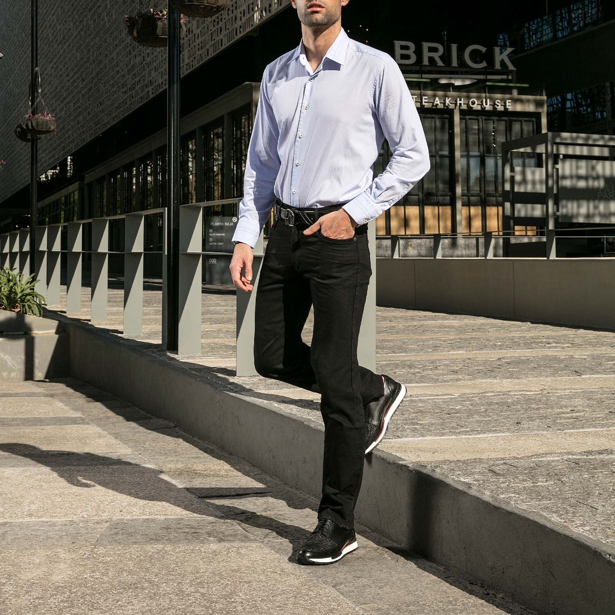 127MTTS - Cuadra black casual fashion stingray derby sneakers for men-Kuet.us