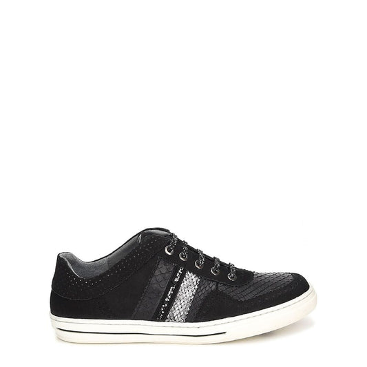 12QPMVL - Cuadra black casual fashion python sneakers for women-Kuet.us