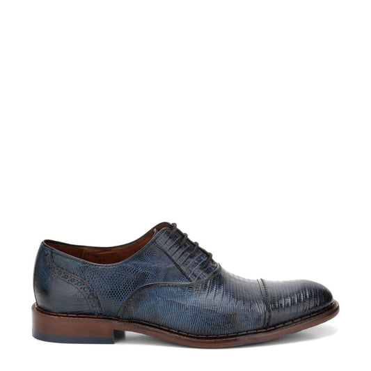 14ULTLT - Cuadra navy blue dress lizard Oxford shoes for men-Kuet.us