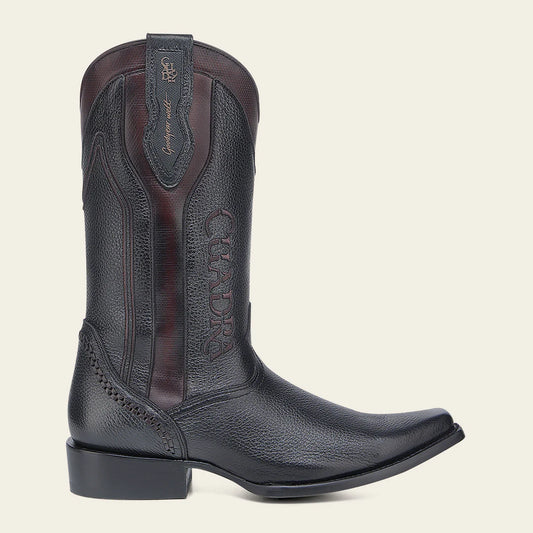 1B2TVE - Cuadra black dress cowboy deer leather boots for men