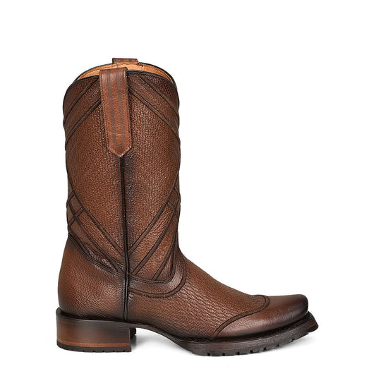 1J2MRS - Cuadra brown casual cowboy cowhide leather boots for men-Kuet.us