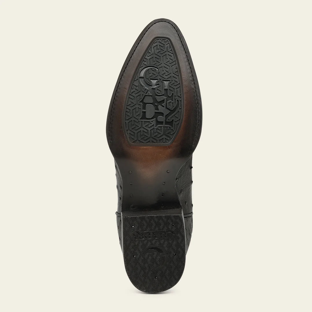 2CT0A1 - Cuadra Black Dress Cowboy Ostrich Leather Boots for Men