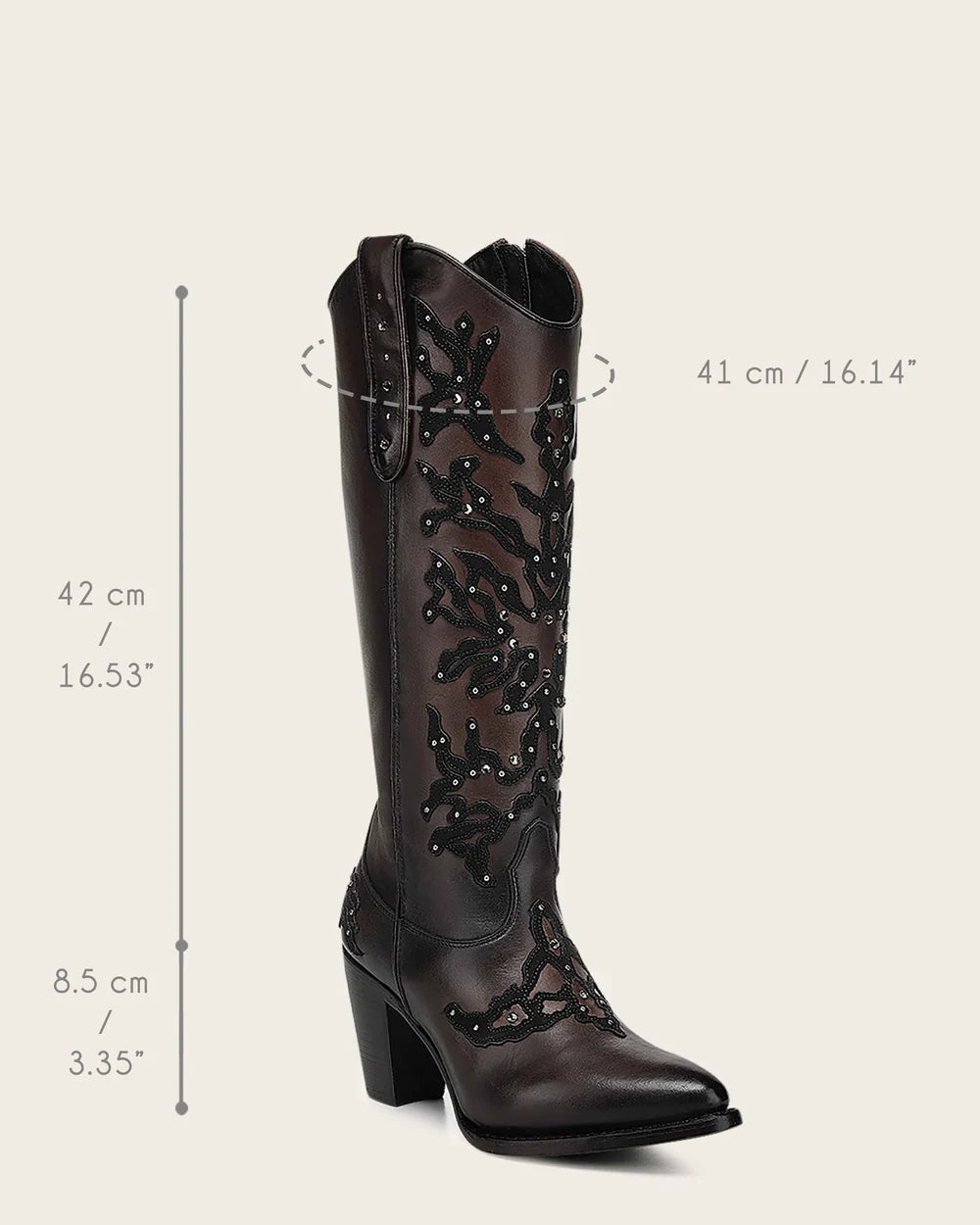 3F0ZRS - Cuadra Women's Chocolate Knee-High Cowgirl Boots with Studded Suede Overlays