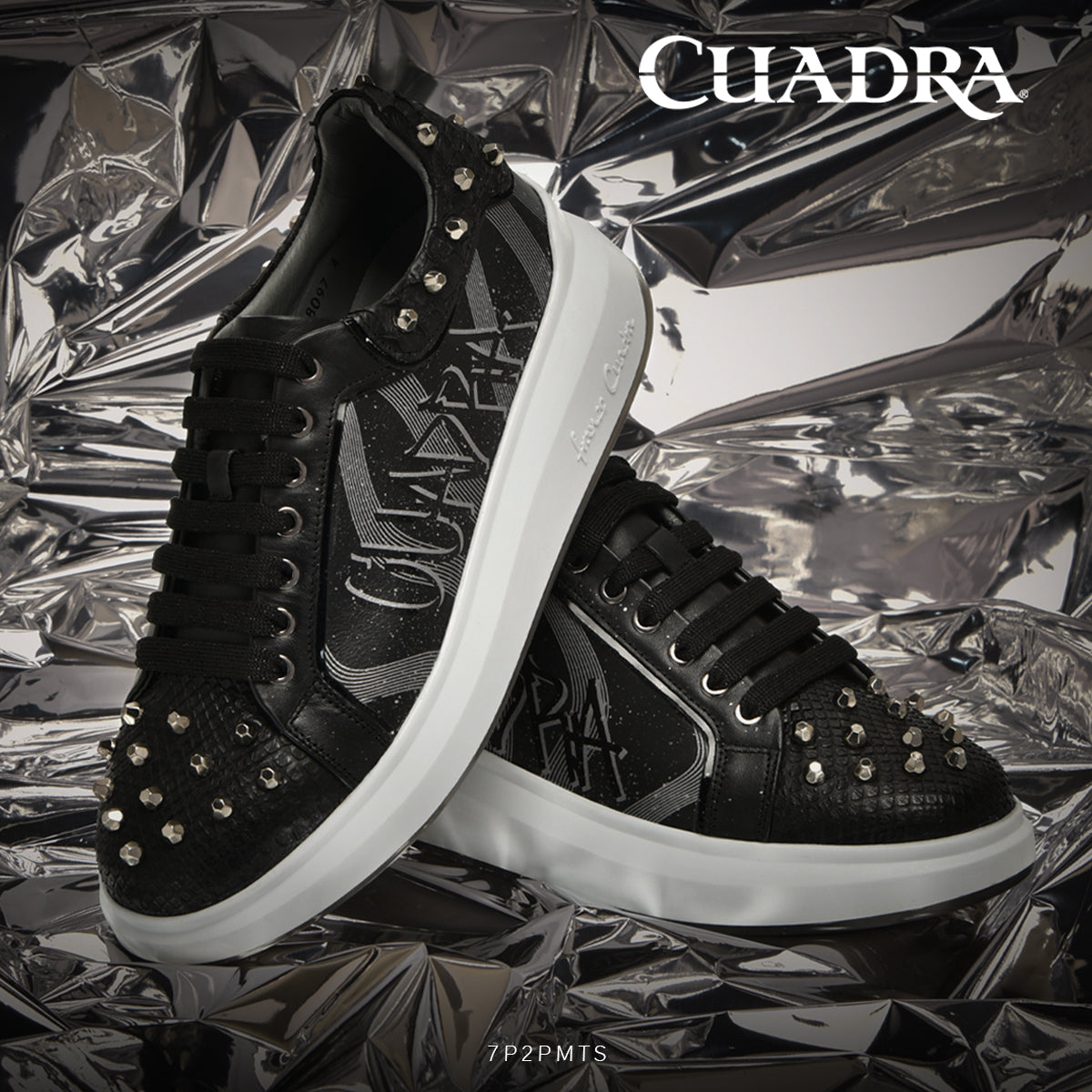 7P2PMTS - Cuadra Black Python Sneakers for Women