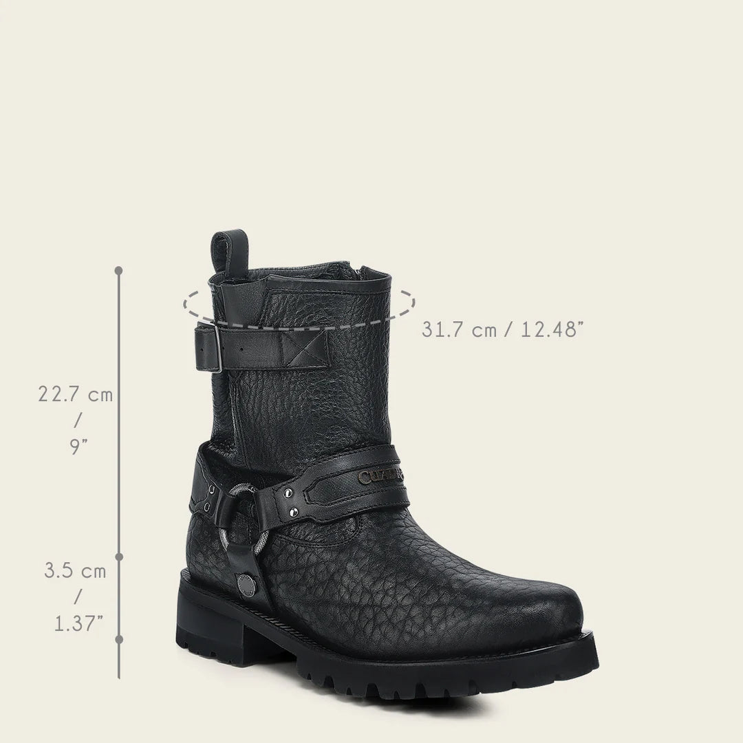 4D27TC - Cuadra black dress casual bull neck leather zip ankle boots for men