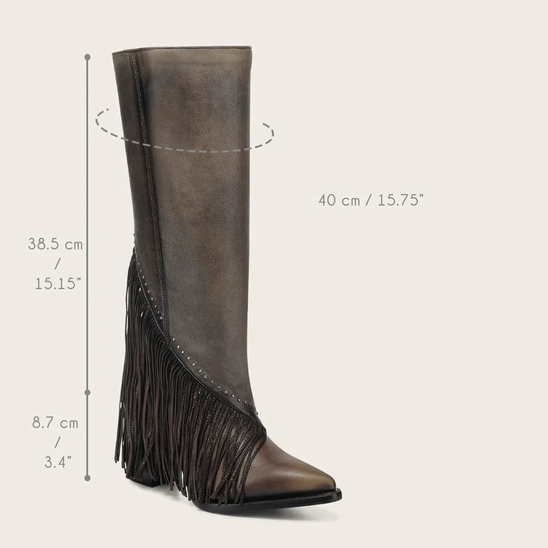 4I21RS - Cuadra brown western cowgirl cowhide leather ankle boots for women