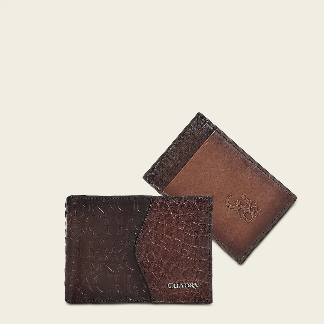 BC027AL - Cuadra Chocolate Casual Fashion Alligator Bi Fold Wallet for Men