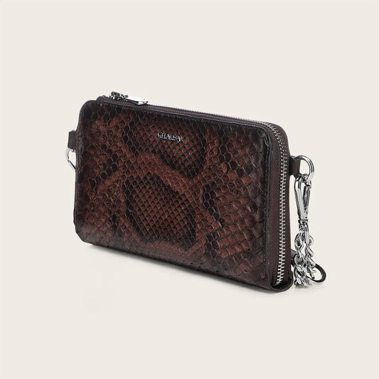 BD229PM - Cuadra chocolate casual fashion python wristlet wallet for woman