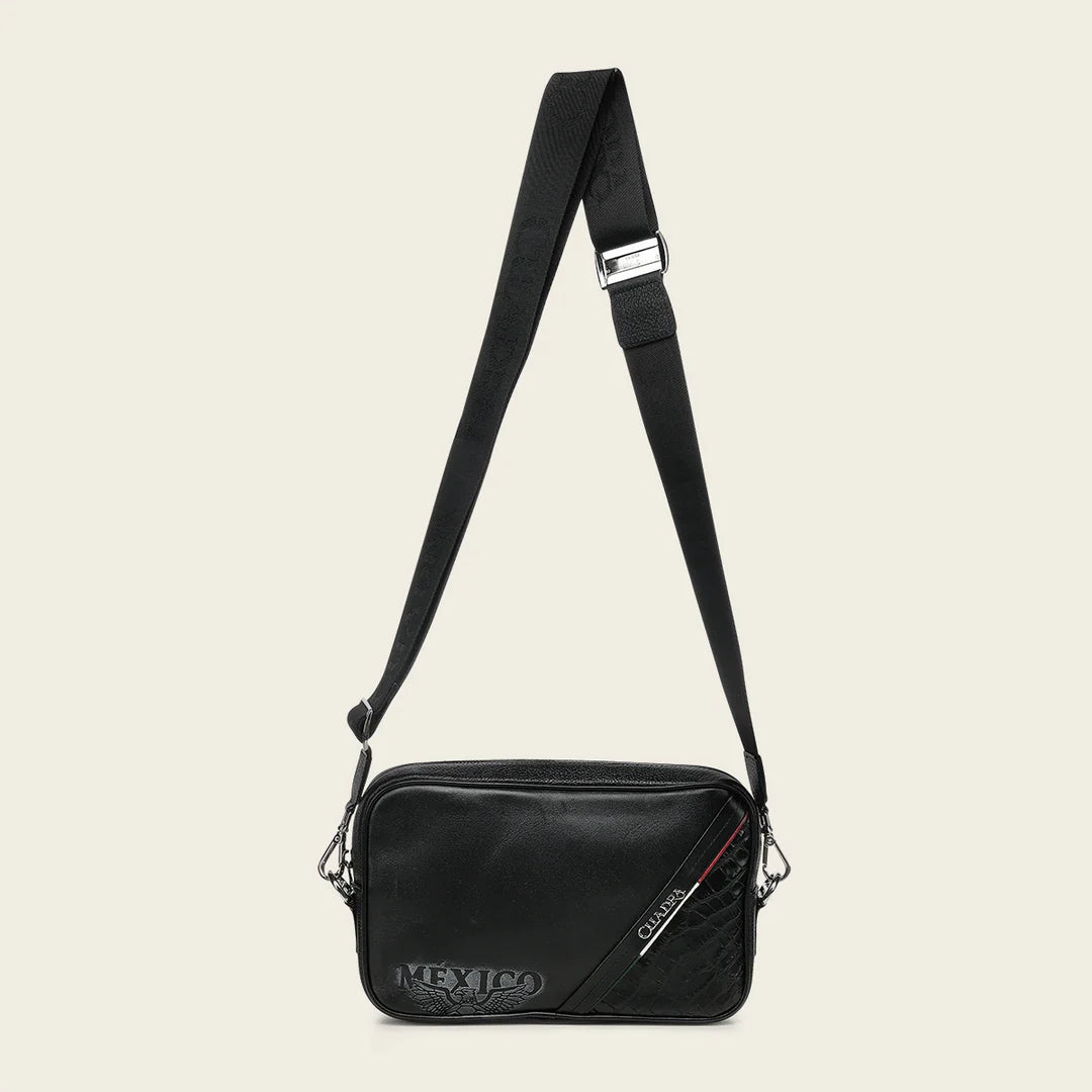 BOC62AL - Cuadra black alligator leather bag