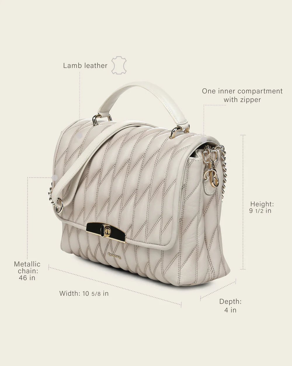 BOD4GCO - Cuadra white fashion leather tote bag for women