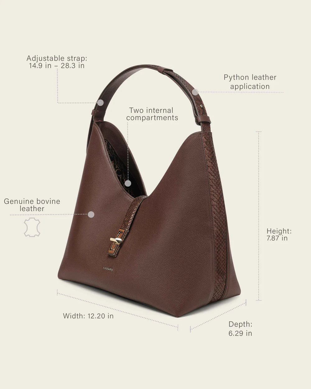BOD4NPH - Cuadra brown fashion leather tote bag for women