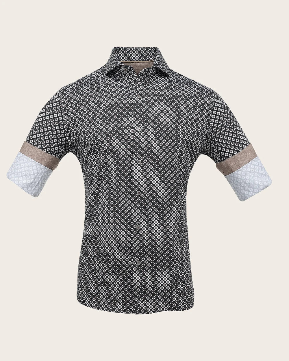 CM04117 - Cuadra brown medallion print long sleeve shirt for men