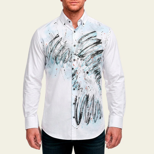 CM0P400 - Cuadra white western long sleeve shirt for men