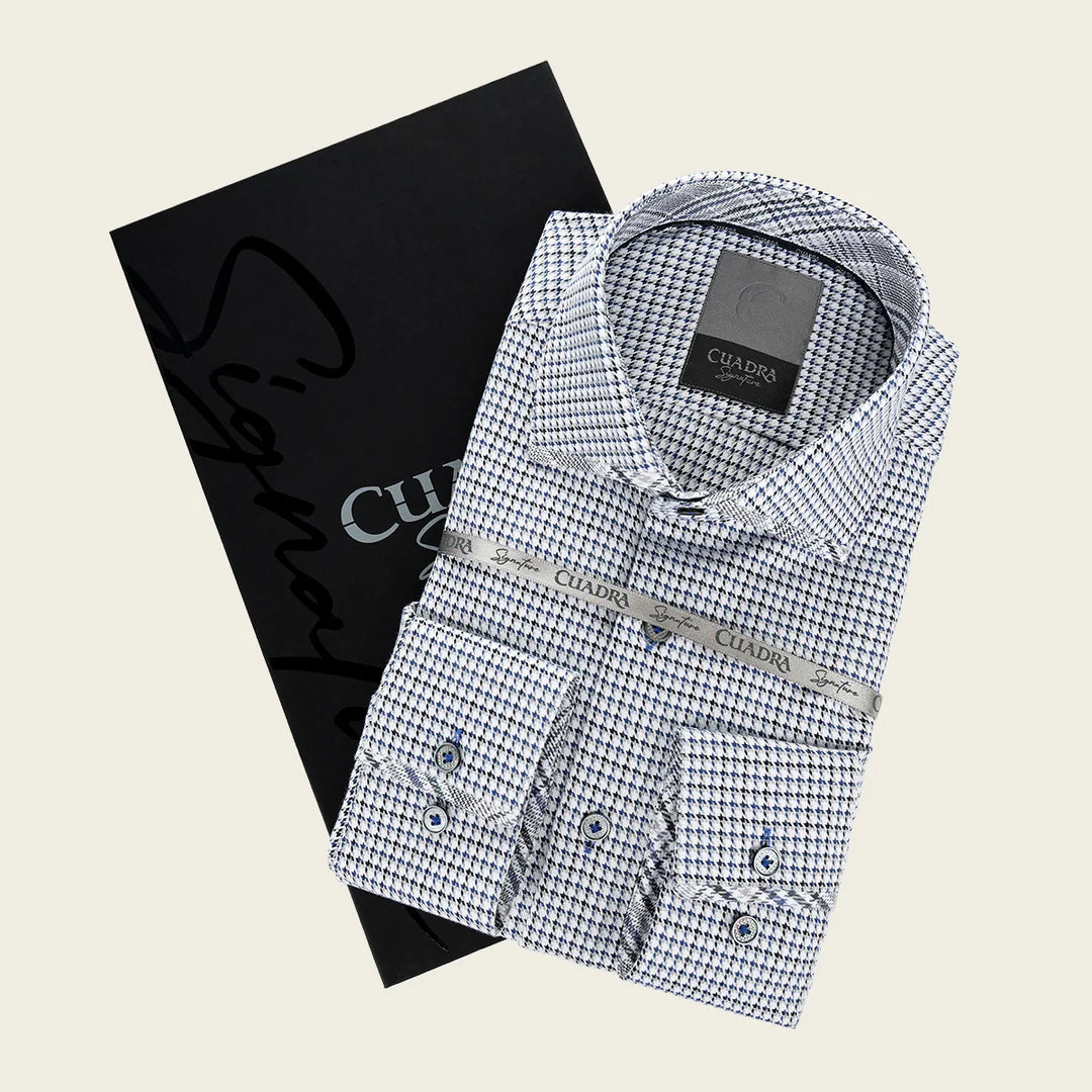 CM0S382- Cuadra Signature navy fashion soft cotton abstract shirt for men