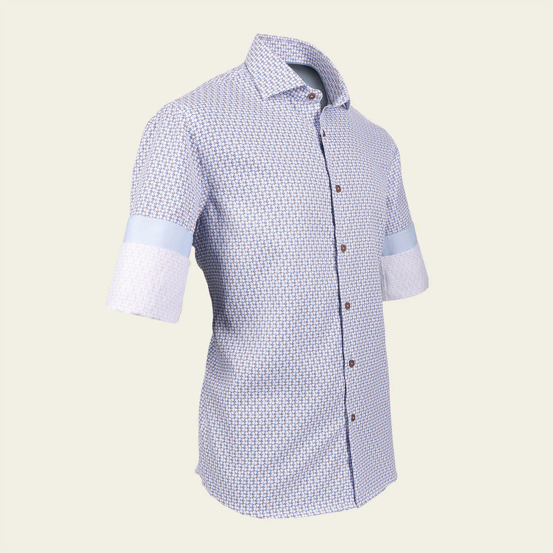 CM11030 - Cuadra blue fashion casual soft cotton paisley shirt for men