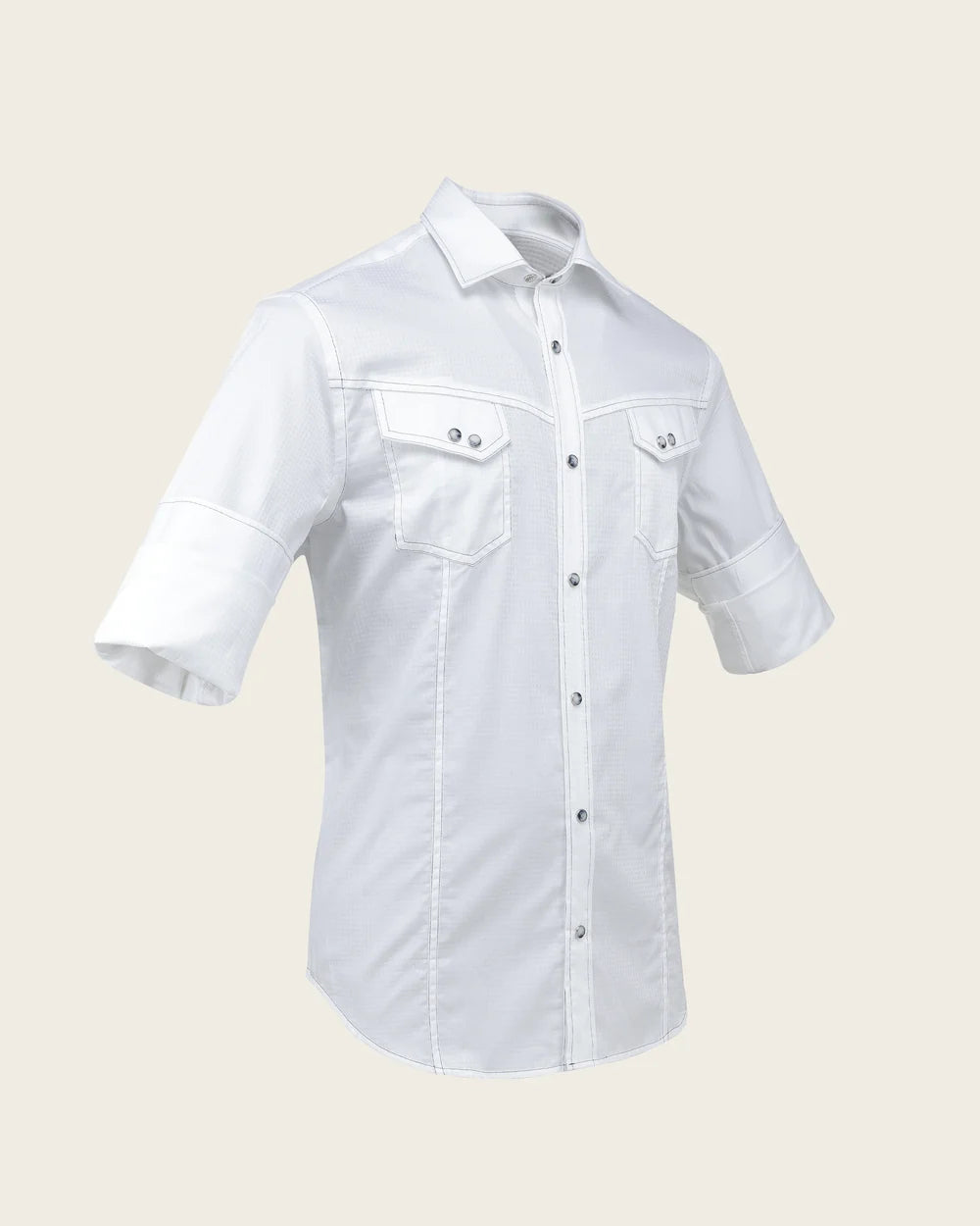 CMC0800 - Cuadra white textured western snap shirt for men