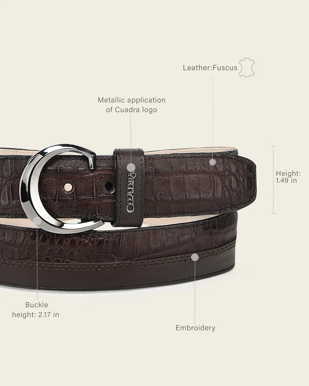 CS572FY - Cuadra brown western fashion caiman belt for men