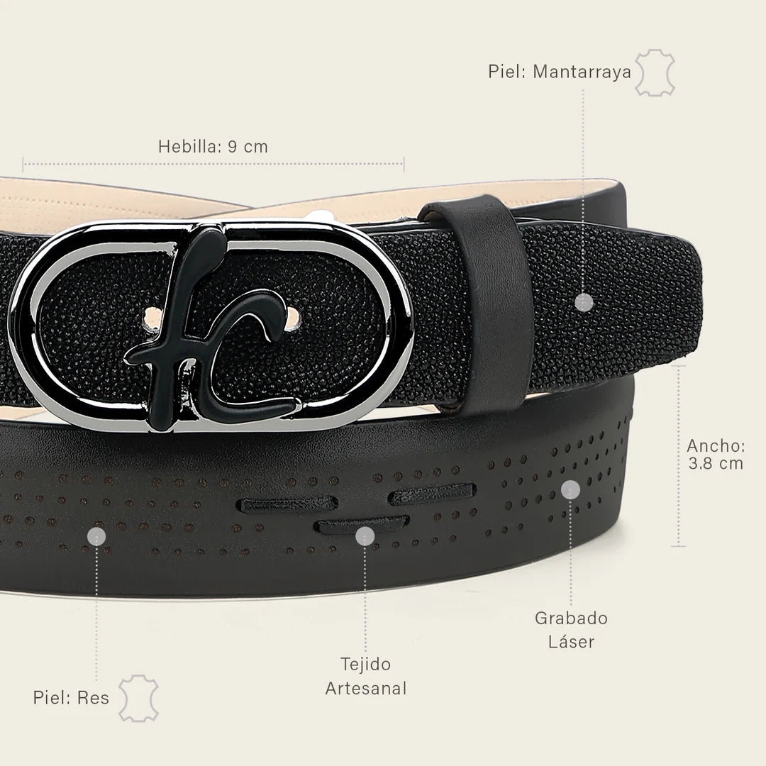 CS579MA- Franco Cuadra black western fashion Stingray belt for men