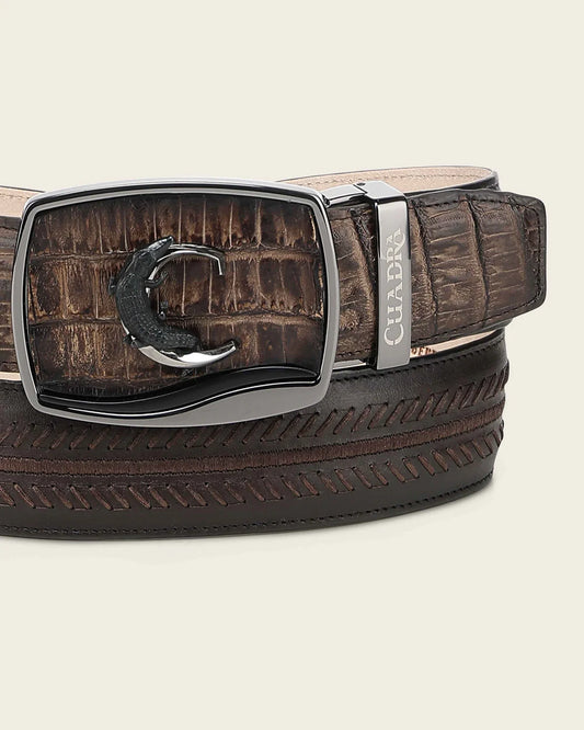 CV516FY - Cuadra Chocolate Western Fashion Caiman Belt for Men