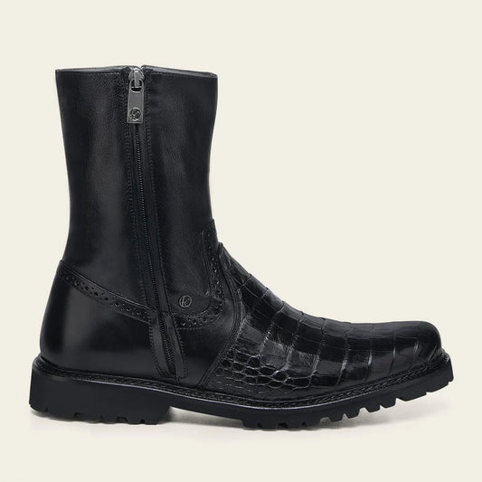 G11LPBI - Franco Cuadra black dress casual alligator leather ankle boots for men