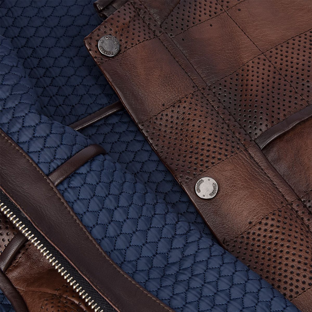 H303COC - Cuadra brown casual fashion reversible lambskin leather vest for men-Kuet.us