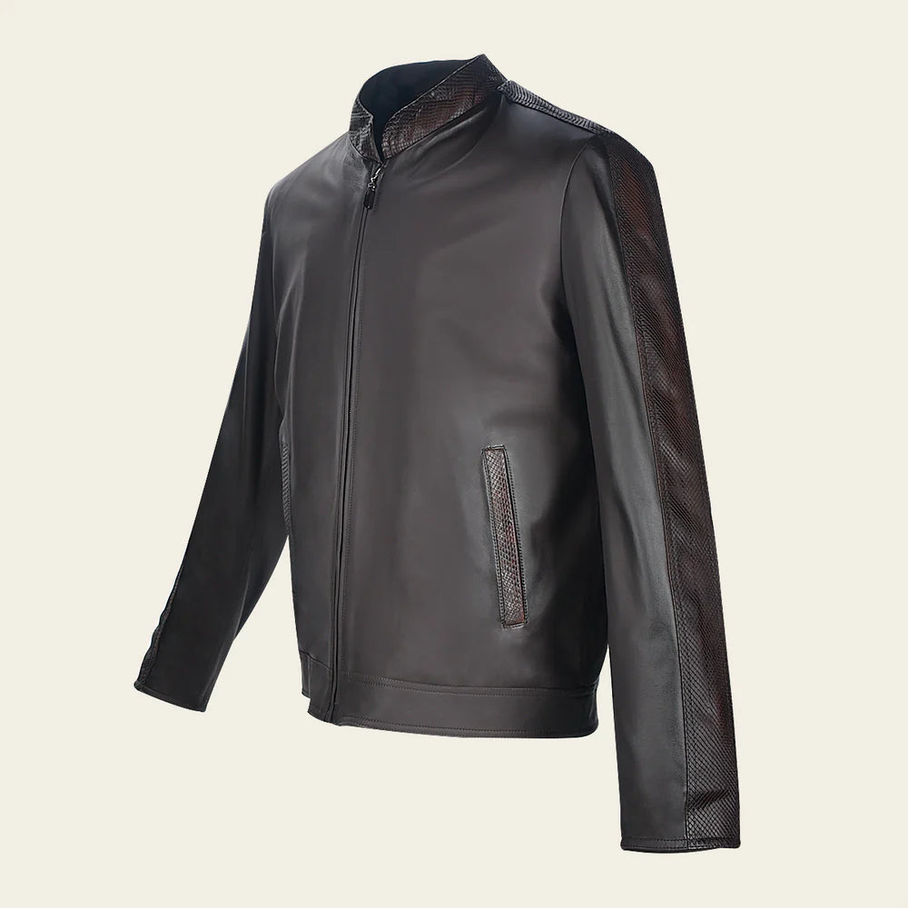 H360PHB - Cuadra chocolate dress casual aviator python leather jacket for men