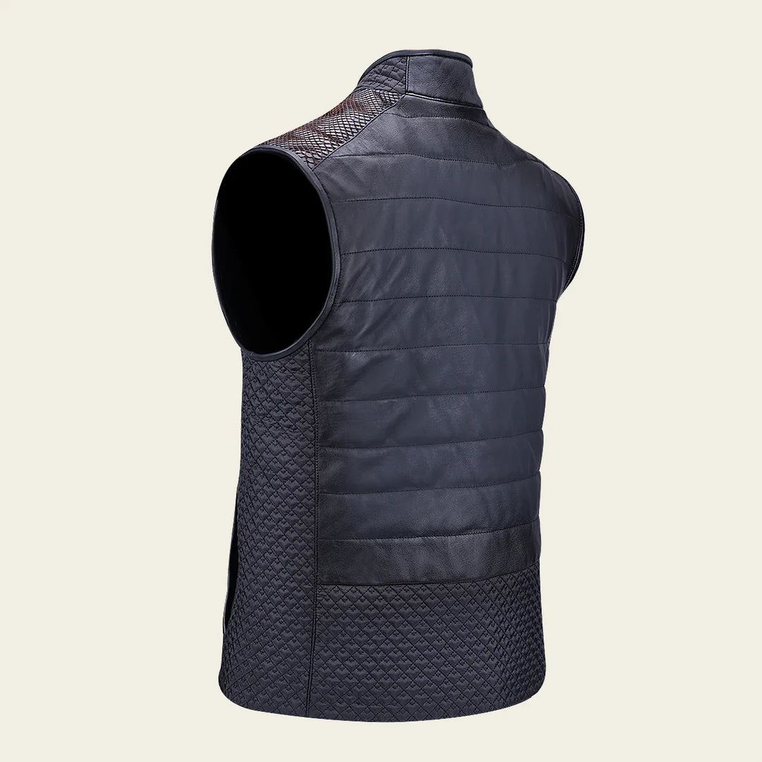 H362PHB - Cuadra oxford casual python leather vest for men