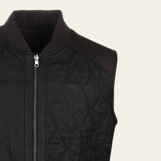 H369BOB - Cuadra Black Dress Casual Fashion Leather Vest for Men