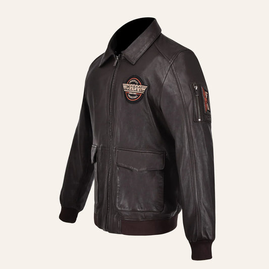 HCHI009 - Cuadra brown dress aviator leather jacket for men