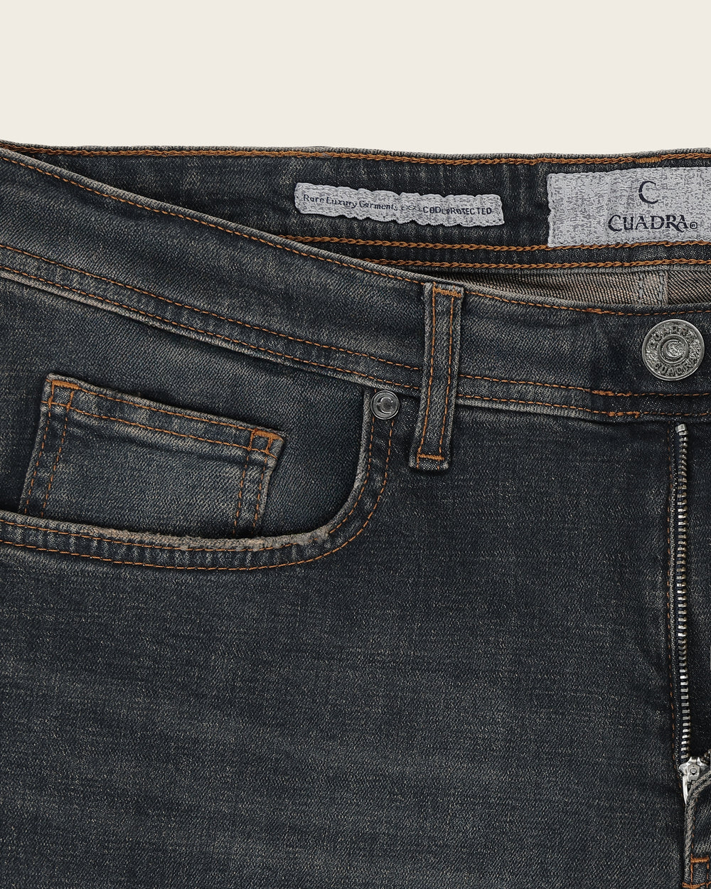 J300455 - Cuadra Men's Dark Indigo Jeans with Taupe Tint Wash