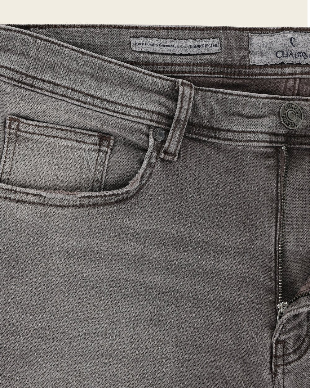 J300559 - Cuadra gray wash jeans with croc-embossed leather patch for men
