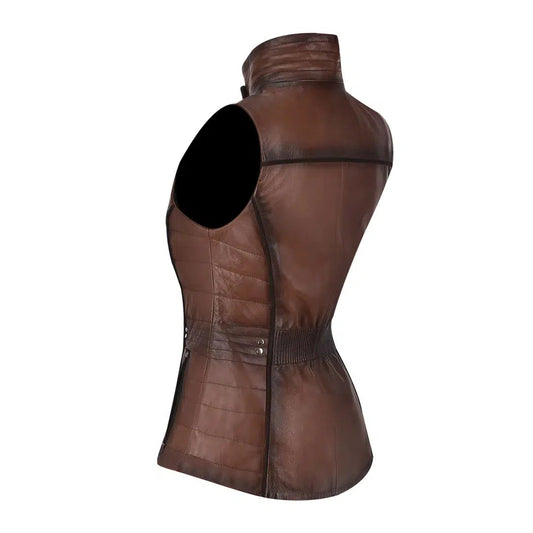 M276COC - Cuadra brown western fashion soft lambskin vest for women-Kuet.us