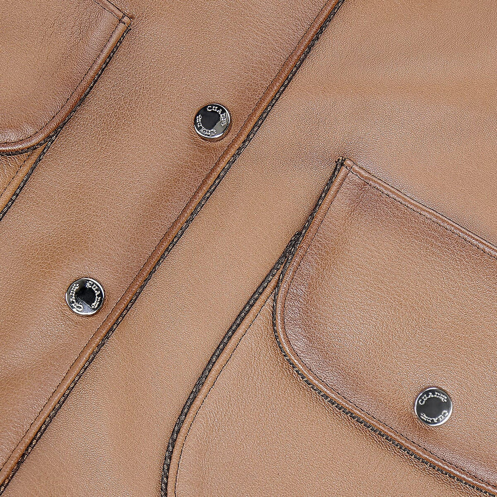 M359BOB - Cuadra Almond Casual Fashion Ovine Leather Crop Jacket for Women