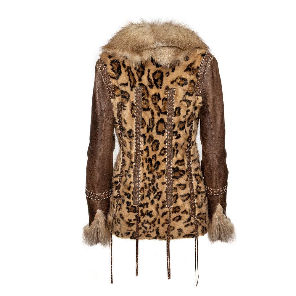 RC2007MKZ - Cuadra leopard casual fashion mink and fox fur coat for woman-Kuet.us