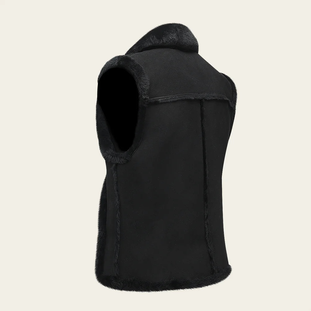 RC2 - Cuadra black casual fashion shearling sheepskin vest for men