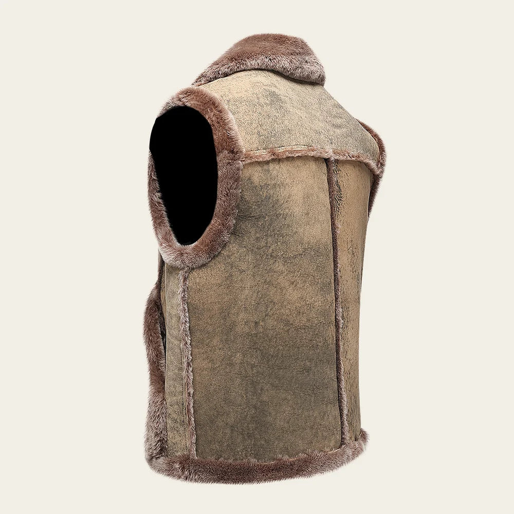 RC2 - Cuadra camel casual fashion shearling sheepskin vest for men