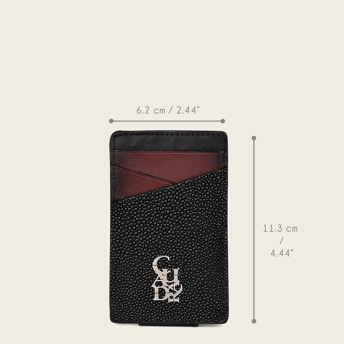 B2240FL - Cartera bi-fold de piel de caimán NEGRO Cuadra fashion para hombre