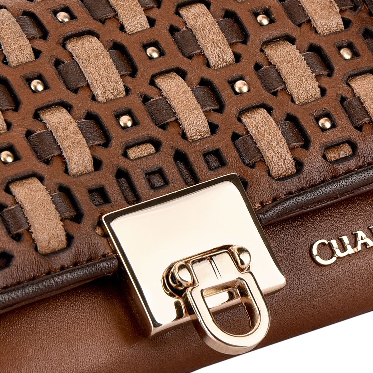 BD205RS - Cuadra maple small fashion woven leather tri fold wallet for women-Kuet.us
