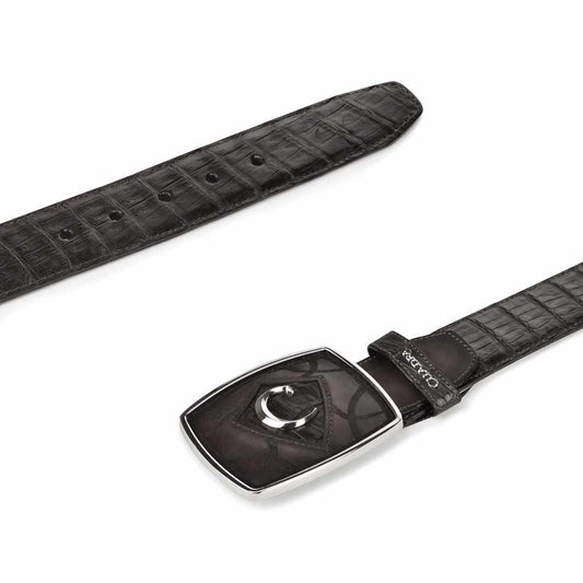 CVEN1FL - Cuadra black fashion cowboy caiman leather belt for men-Kuet.us