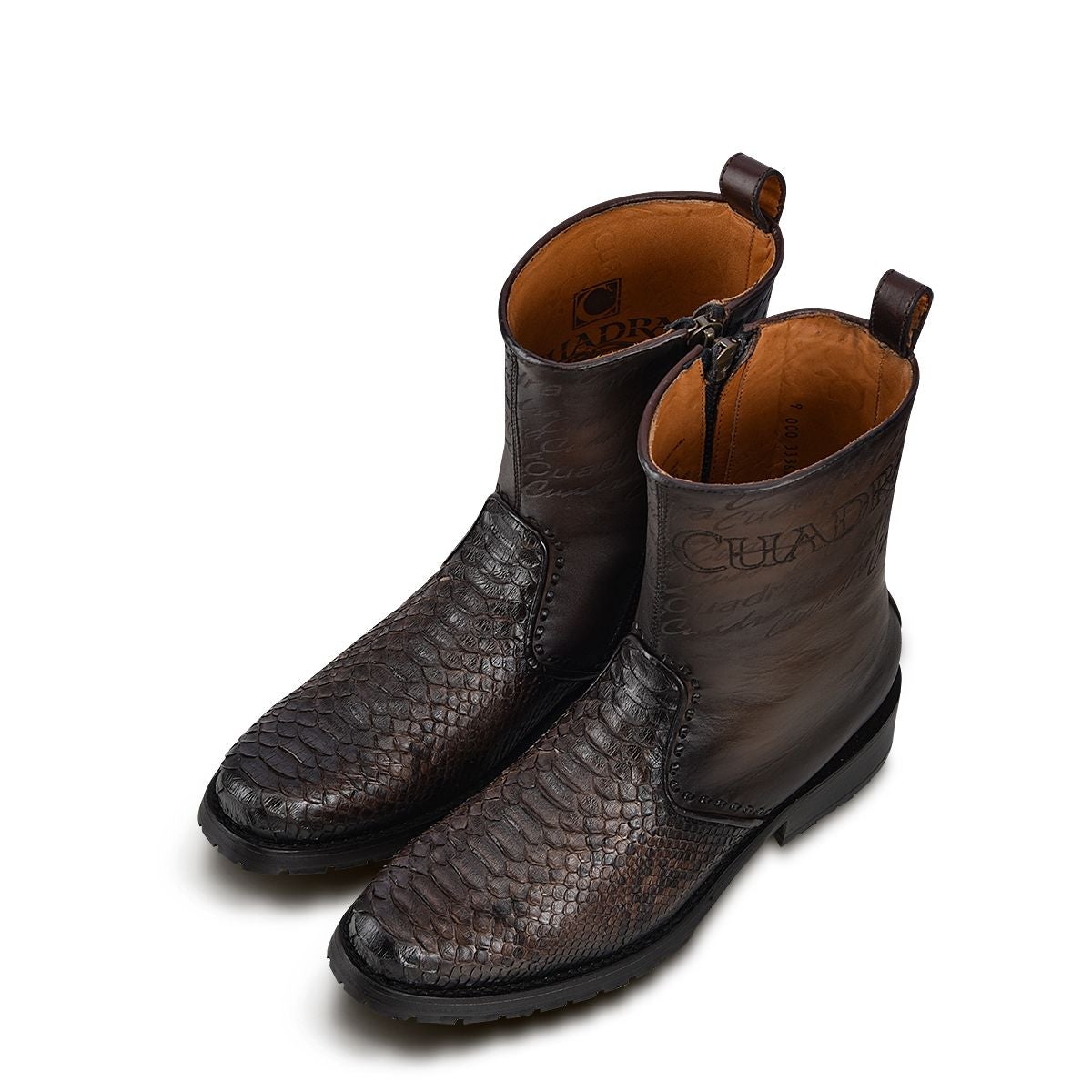 5D15PH BROWN. CUADRA FASHION COWBOY RODEO PYTHON ANKLE BOOTS FOR MEN.-Kuet