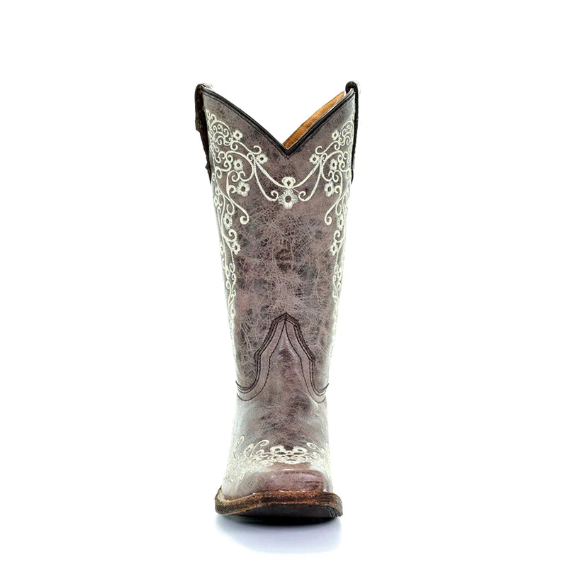 A2980 - Corral brown roper western cowgirl leather boots for teens