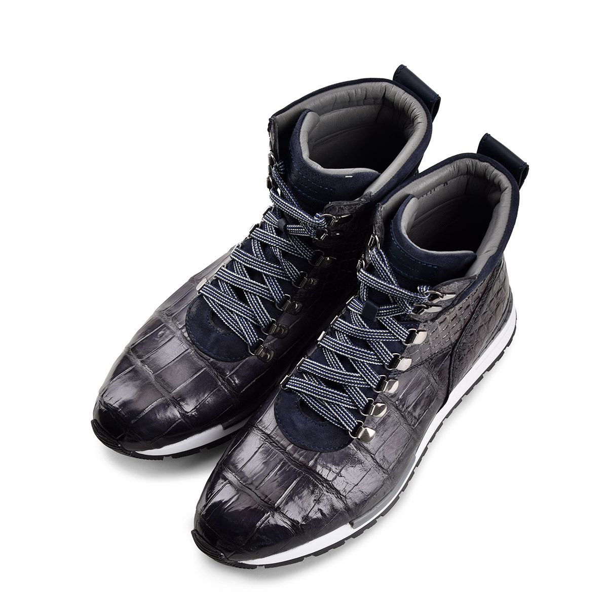 N40LPAZ - Cuadra blue casual fashion alligator leather sneaker boots for men