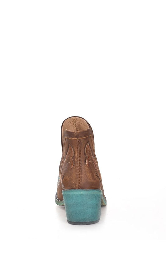 Q0099 LD COGNAC EMBROIDERY SHOE-Kuet.us