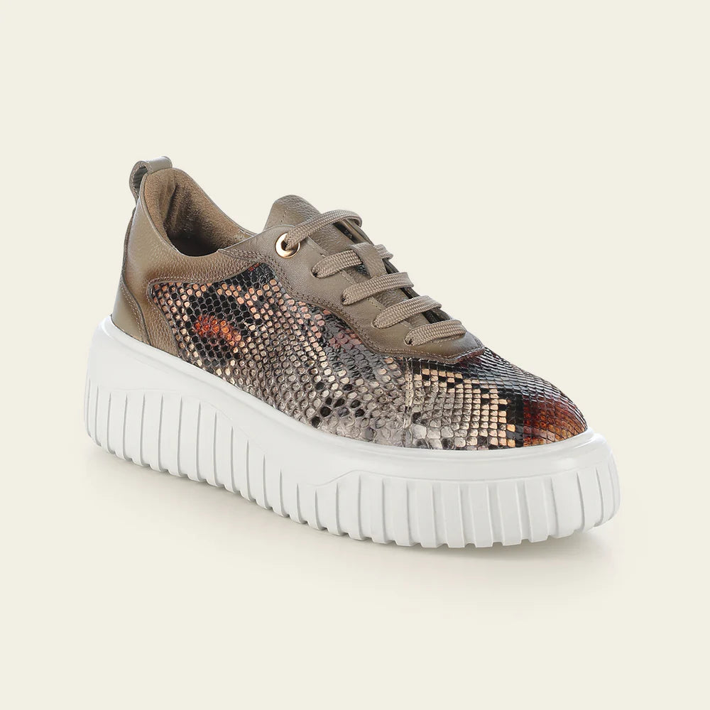 03LPBNA - Cuadra beige python sneakers for women