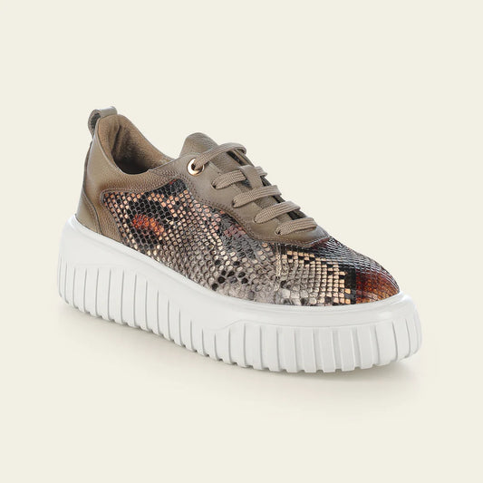 03LPBNA - Cuadra beige python sneakers for women