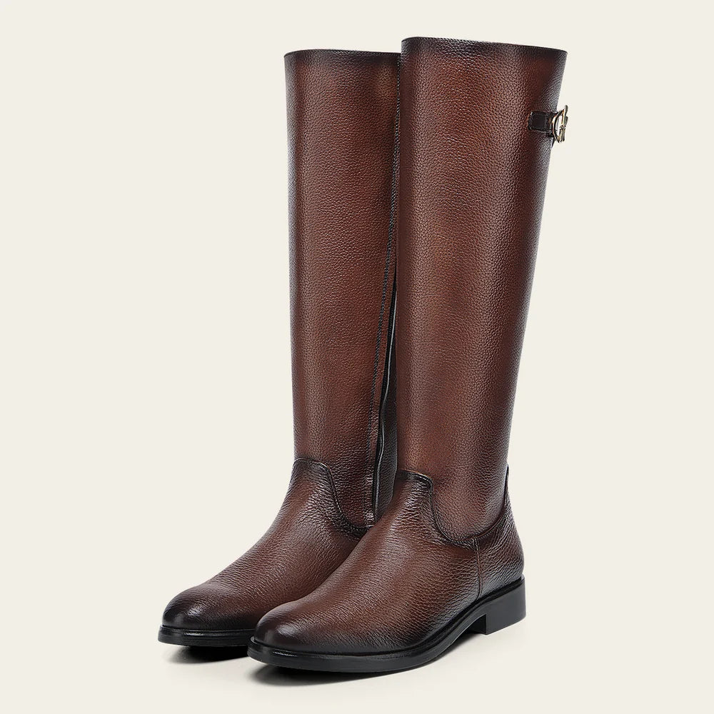 08TVNTO - Cuadra Honey Casual Riding Deer Leather Knee-High Boots for Women
