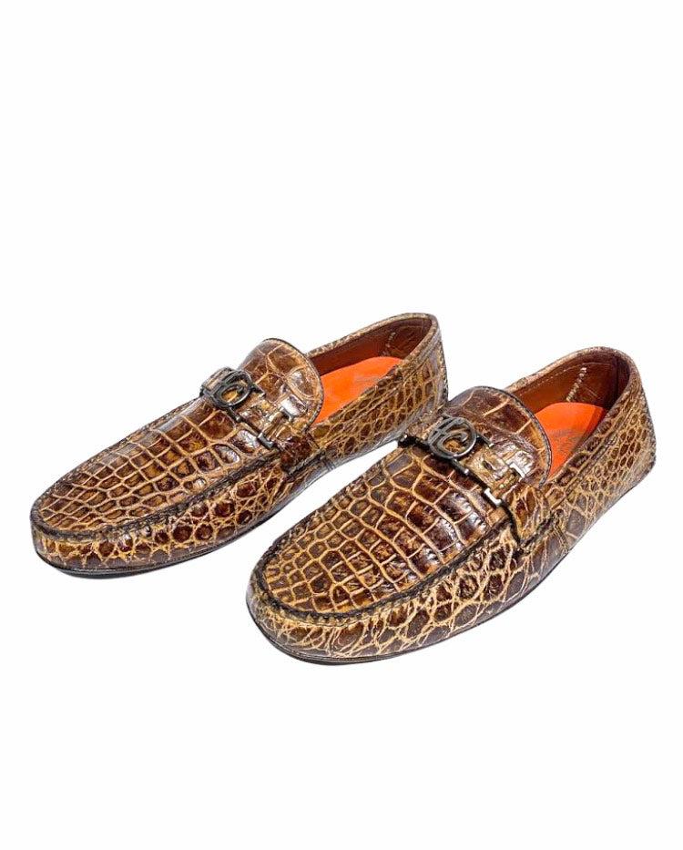 11VLPLP - Cuadra brown casual fashion alligator driving loafers for men-Kuet.us
