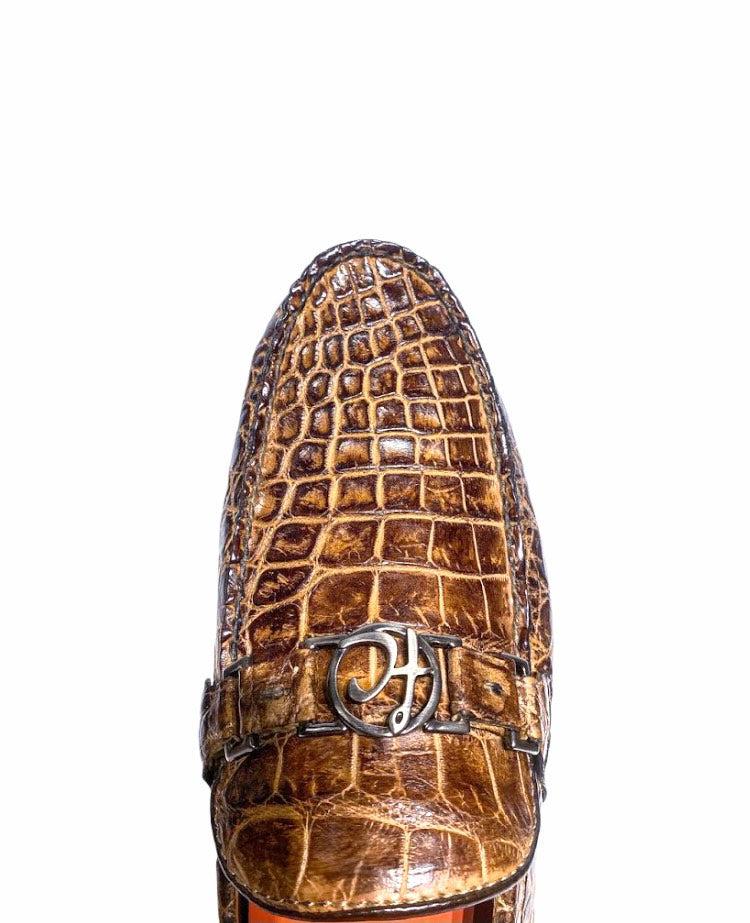 11VLPLP - Cuadra brown casual fashion alligator driving loafers for men-Kuet.us
