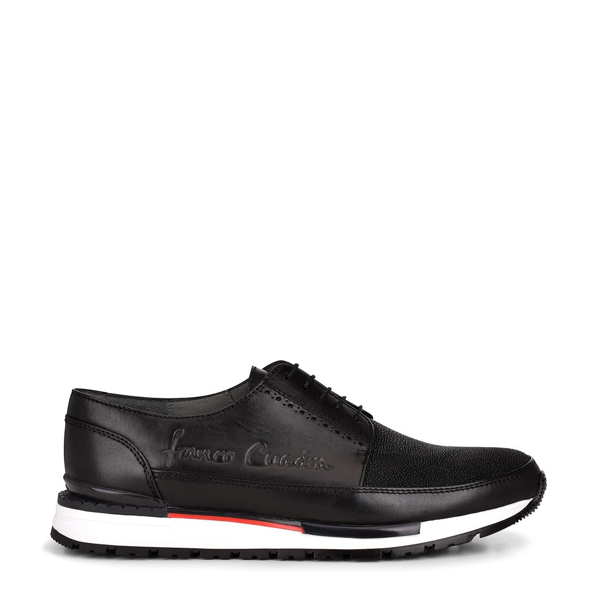 127MTTS - Cuadra black casual fashion stingray derby sneakers for men-Kuet.us