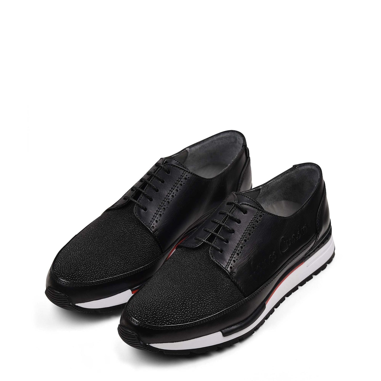 127MTTS - Cuadra black casual fashion stingray derby sneakers for men-Kuet.us